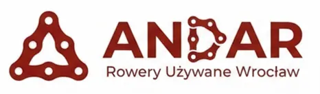 Logo firmy ANDAR Rowery Używane Wrocław z graficznym symbolem trójkąta wykonanym z ogniw łańcucha rowerowego